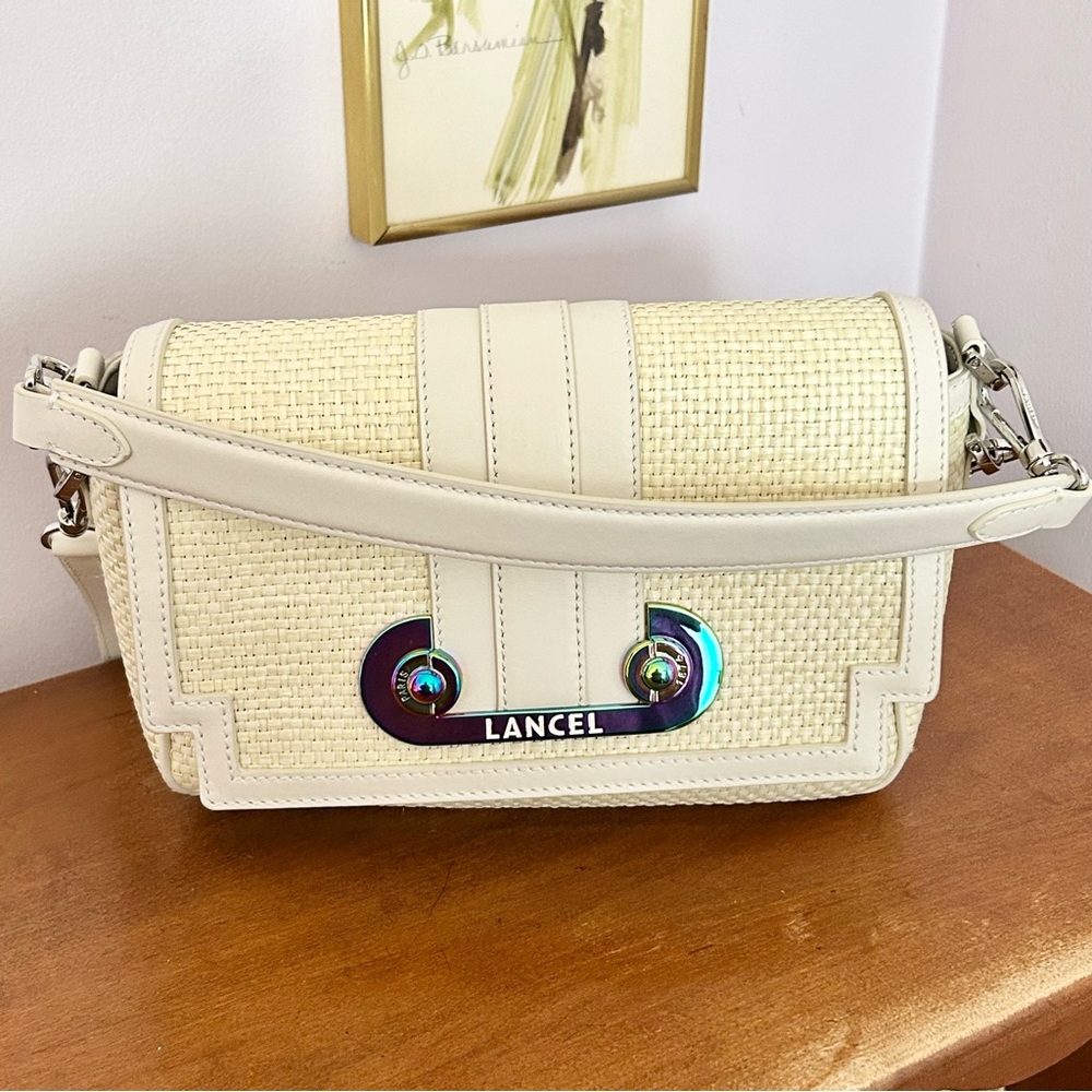 Lancel Paris Raffia & Leather Crossbody